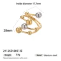 Multilayer titanium steel open ring with dual-tone gold and silver spheres, modern chic. - Two-Tone Geometric Hollow Out Style (2412SS45051JZ)
