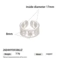Anello aperto regolabile in rame zircone, diametro interno 17mm, larghezza 8mm, design elegante. - Stella Cava Strass (2604HY09386JZ) / DI 17mm Larghezza 8mm / Oro bianco