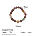 Bracciale di perle in stile cinese con agata in pietra naturale e ciondolo in metallo. - Stile Agata Perla di Incenso (2603ZJ41731SL)