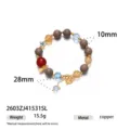 Detailansicht des neuen chinesischen Perlenarmbands mit Achat, Citrin und Metall Kleeblatt Anhängern. - Roter Achat Gelber Kristall Stil (2603ZJ41531SL)