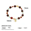Neues chinesisches Edelstein Perlenarmband mit Achat und Metall Anhängern für Damen. - Räucherperlen Roter Achat Stil (2603ZJ41732SL)