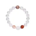 Natural crystal beaded bracelet clear quartz with red inclusion stone jewelry for women. - Red Hematoid White Crystal Style (2603HY41730SL)