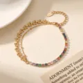 Bracciale dorato a doppio strato in cristallo colorato da donna moda di nicchia zircone - Stile Strass Colorato (2201ZJ16247SL)