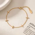 Minimalist gold chain bracelet for women, elegant delicate bar charms wrist jewelry. - Minimalist Geometric Style