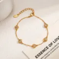 Exquisite gold plated heart cubic zirconia charm bracelet elegant jewelry for women - Heart Zircon Style