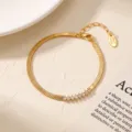 Elegant gold-plated snake chain bracelet with sparkling marquise cubic zirconia stones. - Marquise Rhinestone Patchwork Style