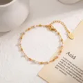 Elegant gold pearl bracelet with dainty beads, stylish accessory for women everyday wear. - Beaded Pearl Style