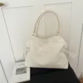 White tote bag for women with silver stars, large capacity shoulder bag for school use. - No Pendant / White