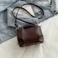 Bolso de mano de cuero PU suave marron elegante bolso cruzado vintage para mujeres - Café