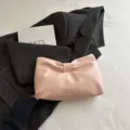 Bolso de mano tipo clutch con pliegues y lazo rosa mujer elegante bolso de noche chic - Rosa