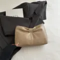 Pochette plissée élégante avec nœud pour femmes, sac de soirée kaki, sac nuage tendance chic. - Kaki