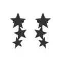 Pendientes de botón de acero inoxidable con estrella negra minimalista para hombres y mujeres. - Serie de Tres Estrellas / Negro