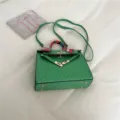 Bolso Bandolera Mujer Motivo Avestruz Elegante Bolso de Hombro Chic con Pañuelo - Verde