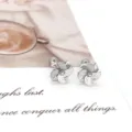Elegant silver frosted windmill flower stud earrings with secure threaded post detail. - Frosted Windmill / Steel