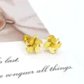 Gold frosted pinwheel flower stud earrings, elegant and fashionable women jewelry accessory. - Frosted Windmill / Gold