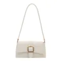 Minimalistische witte laklederen schoudertas onderarmtas met gouden gesp voor vrouwen. - Wit