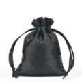 Elegante bolsa de satén negro con cordón para empaque de joyería de lujo - 7*9cm / Negro