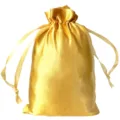 Elegant golden satin drawstring pouch featuring a smooth silk-like finish for luxury packaging - Gold