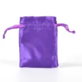 Purple satin drawstring pouch with silky finish 90 chars - Deep purple