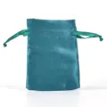 Elegant teal green satin drawstring pouch made of premium silky fabric for jewelry - Dark Green