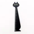Regla creativa de madera con forma de gato negro 15cm para papelería escolar y dibujo - Negro