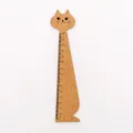 Linda regla de madera con forma de gato y escala de 15 cm para dibujo - Marrón