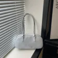 Minimalist solid color shoulder bag for women, stylish commuting tote and pillow bag. - Blue No Charm