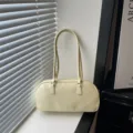 Stylish minimalist cream yellow shoulder bag for women, trendy commuter pillow bag for daily wear. - Yellow (Without Pendant)