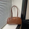 Chic brown shoulder pillow bag for women, stylish commuting handbag with spacious daily capacity. - Brown No Pendant