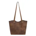 Sac cabas fourre-tout rétro marron grande capacité pour femme, élégant sac à épaule. - Avec Pendentif / Marron