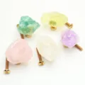 Natural crystal stone cabinet pull brass single hole drawer handle furniture hardware. - Amethyst Jade (Random)