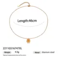Minimalist titanium steel gold clavicle necklace with abstract sunburst pendant for women. - Sun Shape(2211GS16747XL) / Gold