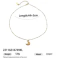 Collana girocollo con ciondolo a mezzaluna dorata minimalista, elegante catena clavicola. - Forma Di Luna(2211GS16749XL) / Oro