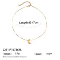 Collana con ciondolo a luna dorata minimalista con catena di estensione, gioiello da donna. - Pendente A Luna(2211IP16736XL) / Oro