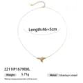 Catena clavicolare con ciondolo in acciaio al titanio minimalista, elegante gioiello. - Strass Irregolare(2211IP16790XL) / Oro