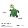 Orecchini a lobo smaltati tartaruga verde carina, design originale stile marino in metallo. - Piccola Tartaruga (2411PQ23949YZ) / Tartaruga Verde