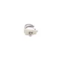 Manchette d'oreille argentée sans perçage avec émail blanc et oxyde de zirconium jaune. - Style Cœur 3 (Pièce Unique)