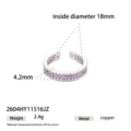 Anello aperto in rame argentato con pietre zirconia a baguette viola, design elegante. - Anello Aperto Pietra Quadrata (2604HY11516JZ) / Diamante Quadrato Viola