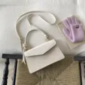 Borsa a tracolla minimalista bianca da donna, elegante borsa quadrata con manico, stile quotidiano. - Bianco