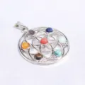 Chakra Fleur de Vie pendentif argent collier cristal guérison géométrie bijoux spirituel design - No. 7 Fleur de Vie