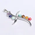 7 Chakra Crystal Pendant Silver Plated Curved Symbol Necklace Spiritual Healing Jewelry - No. 3 Curved Symbol
