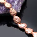 Electroplated rose gold teardrop lava stone loose beads for DIY retro jewelry making. - Rose Gold
