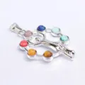 Pendentif collier forme humaine gemme chakra argenté accessoire bijou cristal - No. 5 Figure Humaine