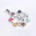 Pendentif collier en argent avec pierre chakra motif Om et cœur pour femme bijoux de mode. - No. 6 Symbole Om