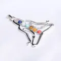Pendentif Collier Cristal Yoga Chakra Couleur Argentée Figure Méditation Bijou Chic - No. 8 Figure de Méditation