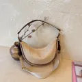 Fashion minimalist straw woven crescent shoulder crossbody bag casual daily handbag new style - Burgundy