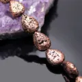 Copper electroplated teardrop lava stone loose beads for DIY retro jewelry making accessories. - Antique Rose Gold