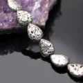 Silver plated lava stone teardrop beads diy loose stones jewelry making accessories gemstone - Antique Silver