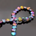 Galvanisierte bunte Lavastein Herz Perlen DIY Armband Schmuckherstellung Zubehör - Mehrfarbig