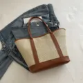 Stijlvolle vrouwen zomer stro geweven tote tas casual schouder onderarm tas vakantie - Zonder hanger / Bruin